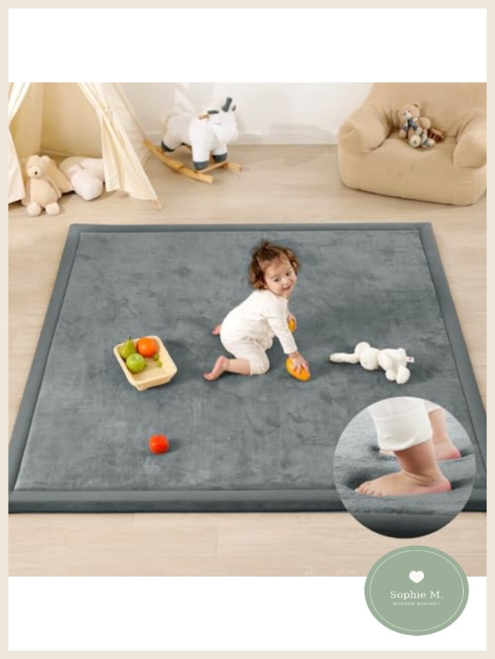 Memory Foam Baby Play Mat 39x59 Tummy Time Crawling Mat Non-Slip